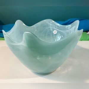 NEW San Miguel light blue glass decorative bowl
